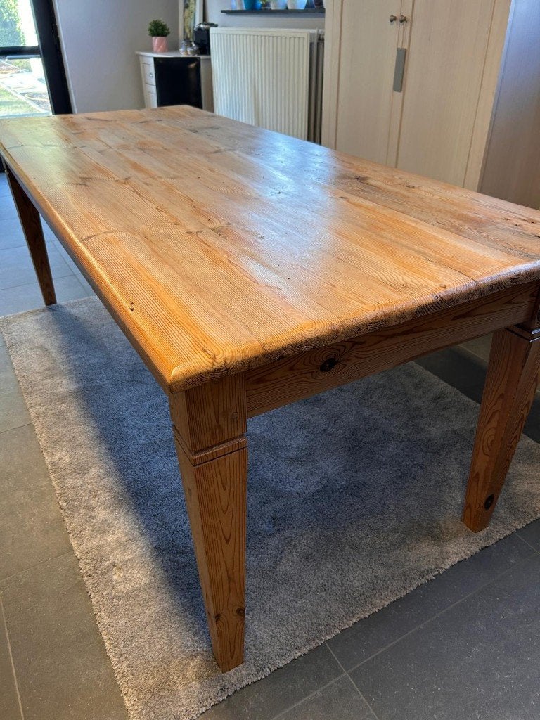 Massief houten eettafel, Huis en Inrichting, Ophalen, Eikenhout, 200 cm of meer, 50 tot 100 cm