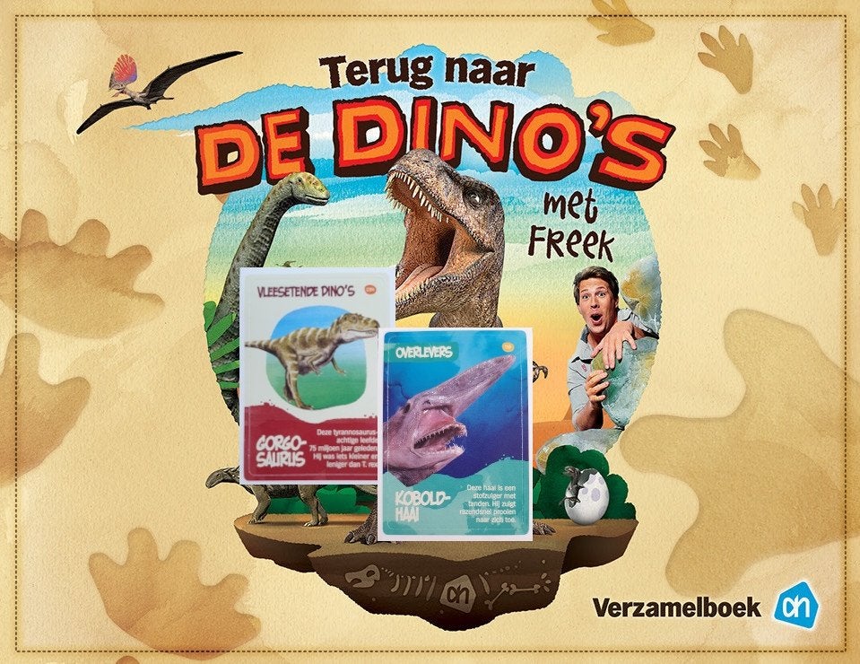 Terug naar de dino's met Freek - Albert Heijn - 160 stickers, Ophalen of Verzenden, Nieuw, Dier en Natuur