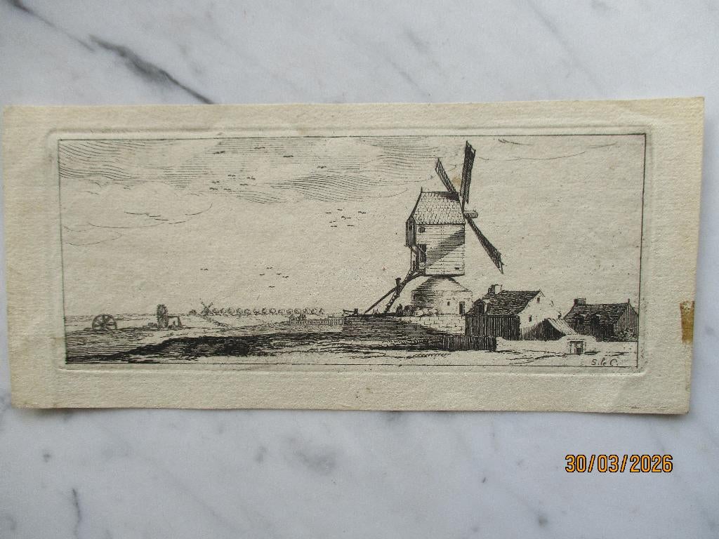 gravure windmolen en watermolen Sile C. laat 18de eeuw, Antiek en Kunst, Verzenden