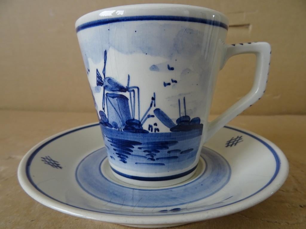 Delfts blauwe kop en schotel Delfts Holland Handwerk 1960, Ophalen of Verzenden