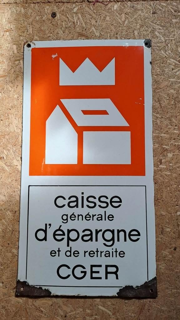 ancienne plaque emaillée CGER, Collections, Enlèvement, Utilisé, Panneau publicitaire