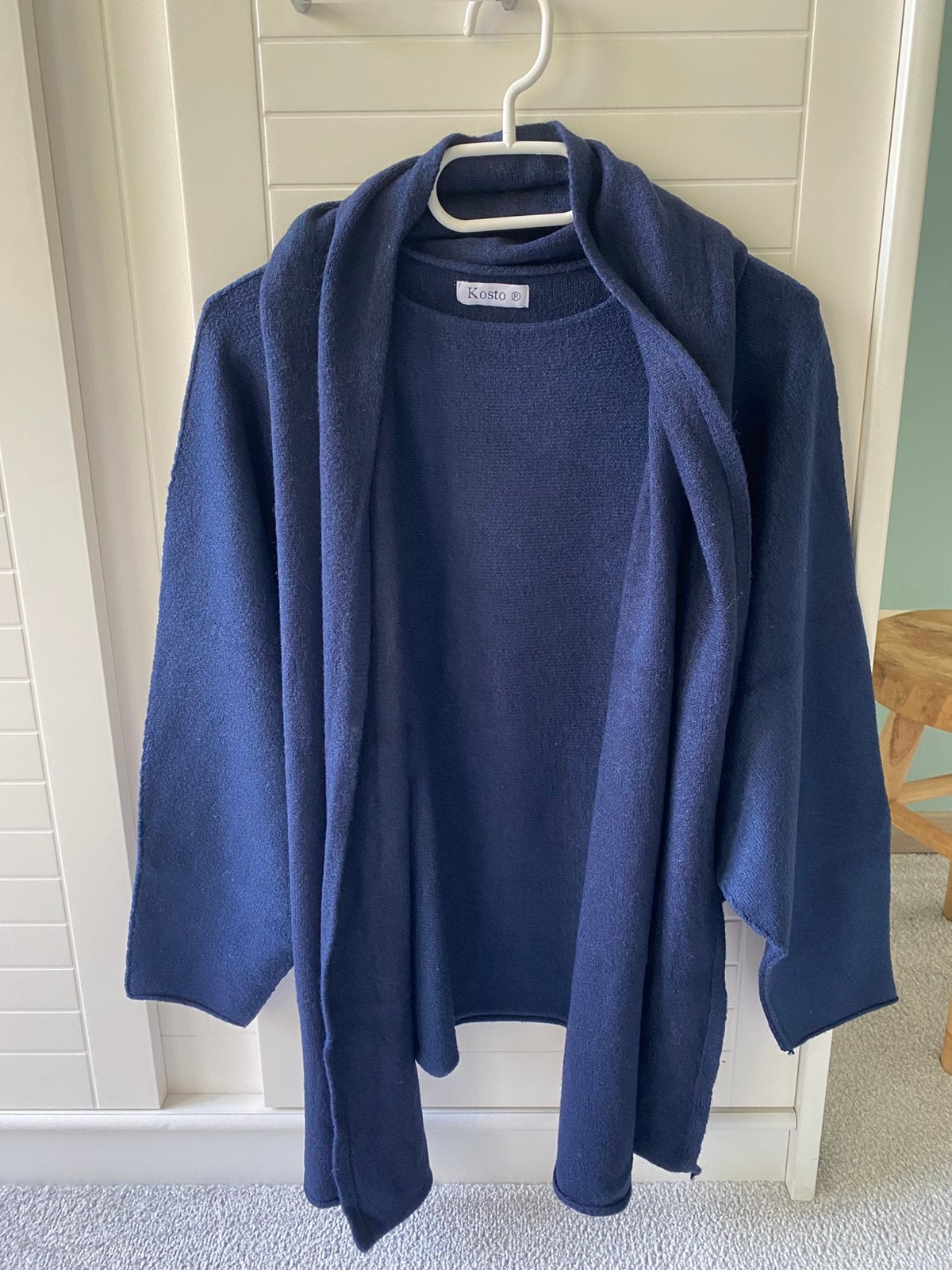 Blauwe trui met sjaal taille unique, Ophalen of Verzenden, Zo goed als nieuw, Blauw