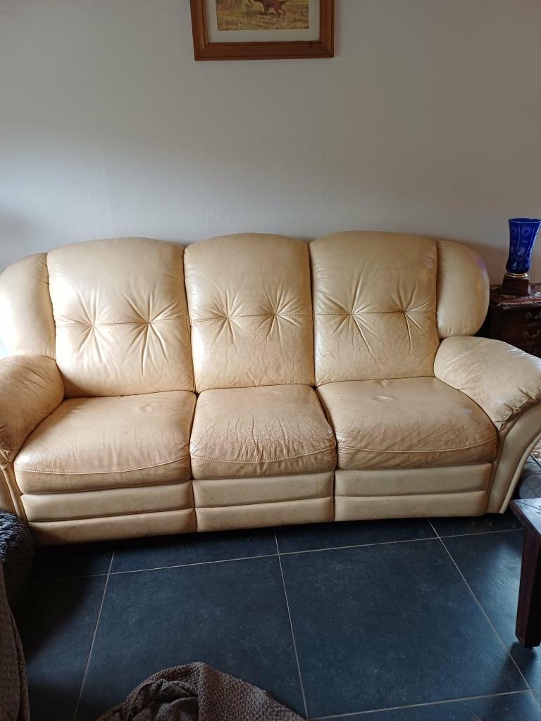 salon, Huis en Inrichting, Zetels | Zetels, Ophalen, Gebruikt, Leer, Rechte bank