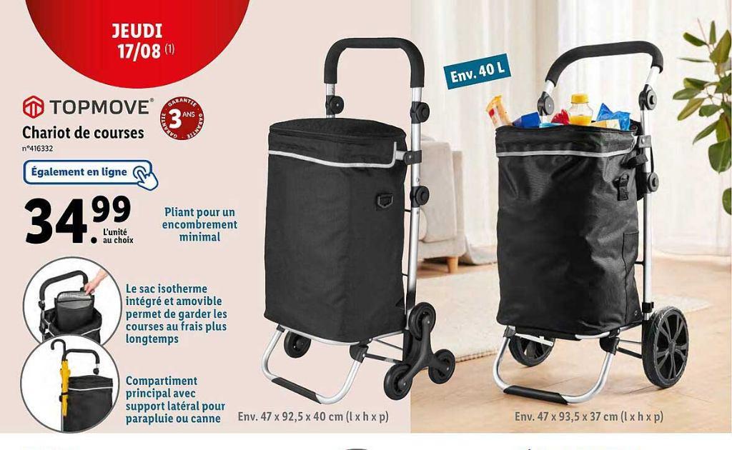 Recherche " structure alu " d'un caddie courses Topmove Lidl, Enlèvement