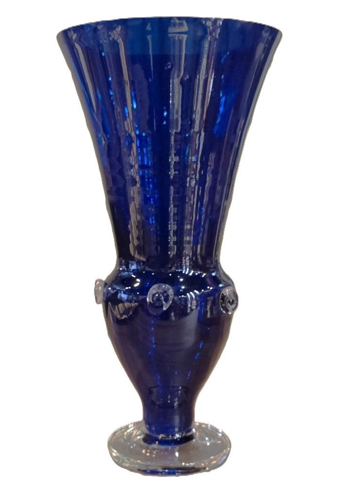 Ancien vase en verre bleu., Sur pied, Enlèvement ou Envoi, Comme neuf, Verre