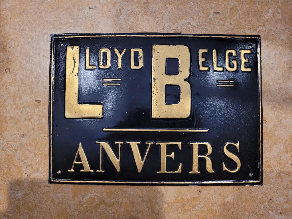 ancienne plaque publicitaire en métal Lloyd Belge Anvers, Enlèvement ou Envoi, Utilisé, Panneau publicitaire