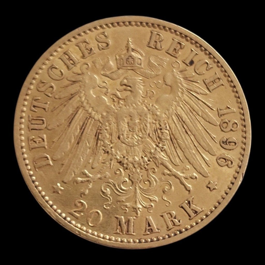 Pièce de monnaie / Allemagne / 20 Mark / 1896 / Or .900, Timbres & Monnaies, Enlèvement ou Envoi, Allemagne, Monnaie en vrac, Or