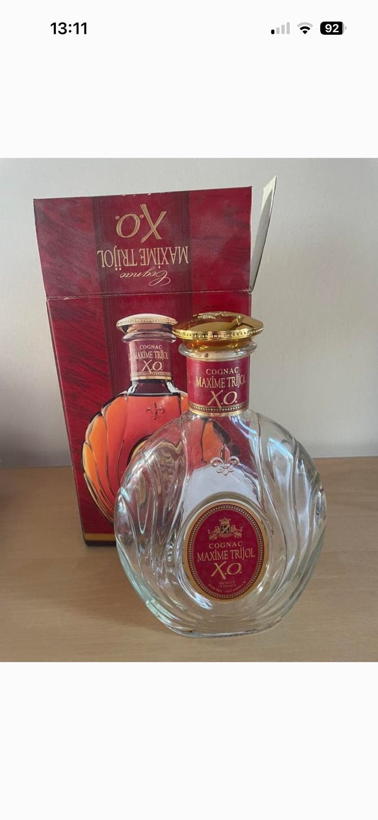 Bouteille vide de cognac Maxime Trijol XO, Enlèvement ou Envoi, Comme neuf