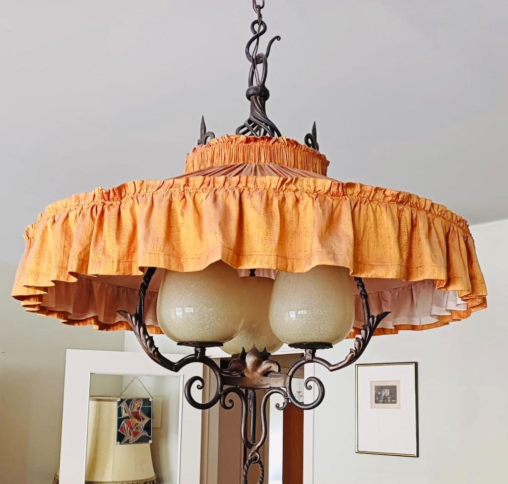 Luster oranje fluweel, Ophalen, Gebruikt, Glas