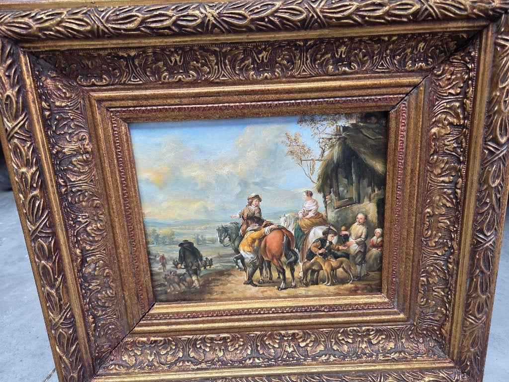 Peinture : « En route pour le pays », Antiquités & Art, Art | Peinture | Classique, Panneau, Paysage, Cadre spécial, Enlèvement