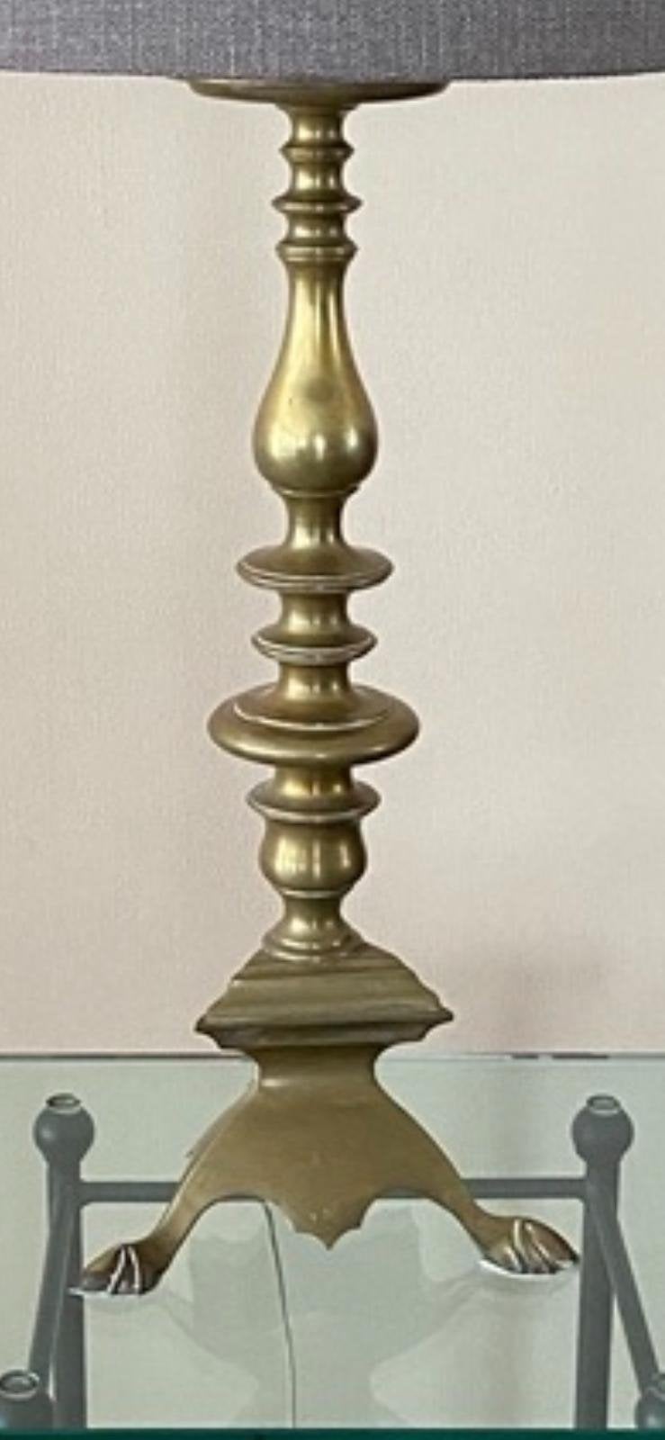 2 echte bronzen kandelaars incl. Lampen kappen, Antiek en Kunst, Ophalen, Koper of Brons