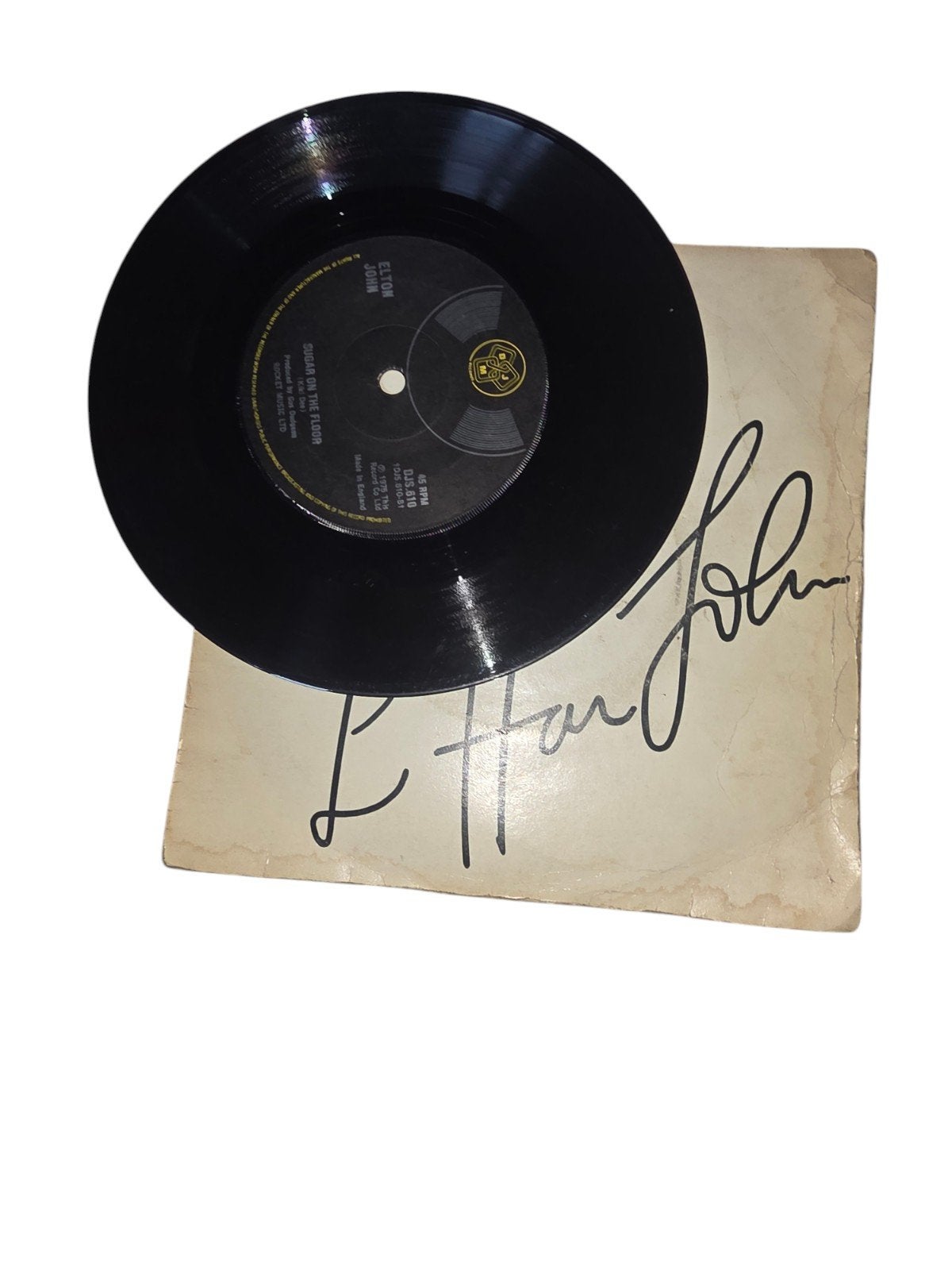 1975 Elton John „Island Girl” 45T vinylplaat gesigneerd/opge, Gesigneerd, Ophalen of Verzenden
