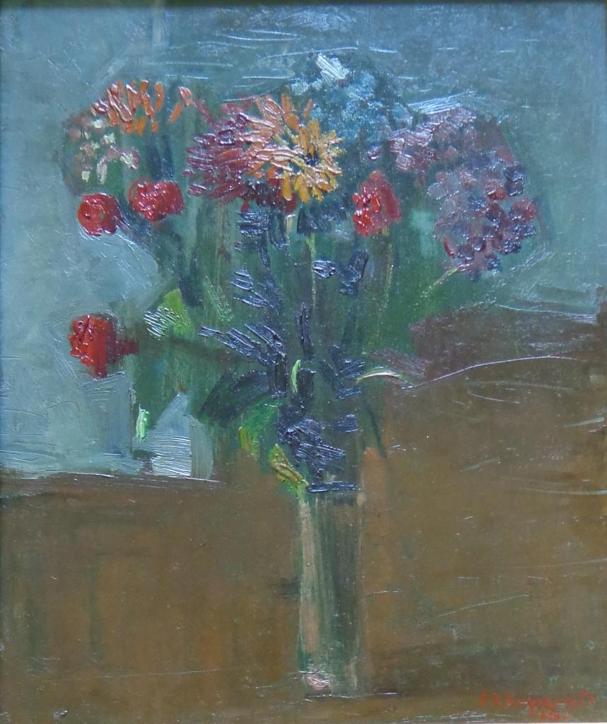 JOZEF VAN RUYSSEVELT / BLOEMENVAAS / OLIEVERF 42x38cm KADER, Ophalen of Verzenden