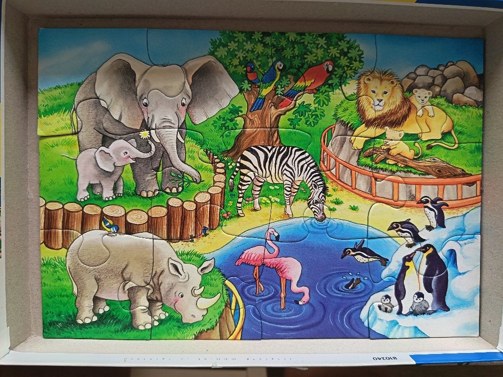 2 dierenpuzzels 2 x 12 stukjes, Ophalen, 10 tot 50 stukjes, Zo goed als nieuw, 2 tot 4 jaar