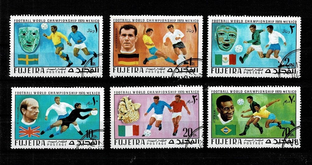 ASIE E.A.U. FUJEIRA COUPE DU MONDE DE FOOTBALL 6 TIMBRES OBL, Enlèvement, Affranchi