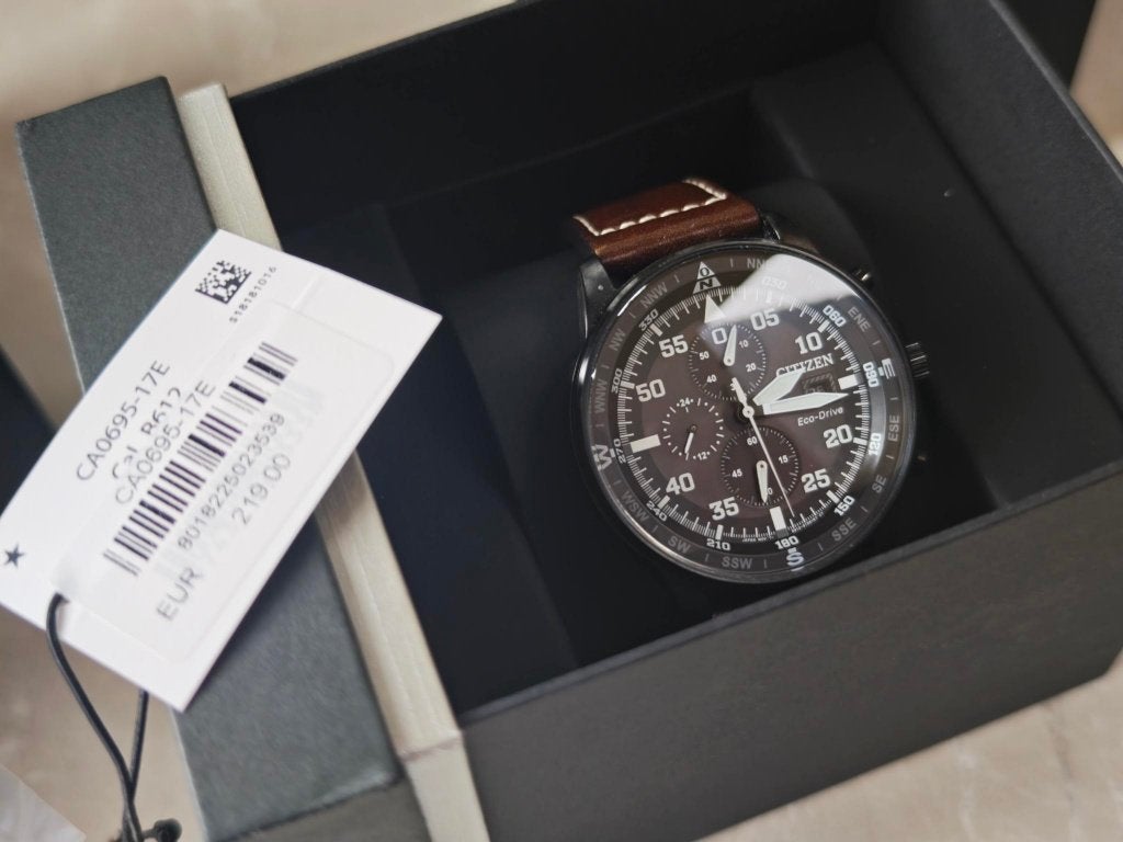 Chrono de pilote militaire solaire Citizen Eco-Drive, Enlèvement ou Envoi, Cuir, Citizen, Acier