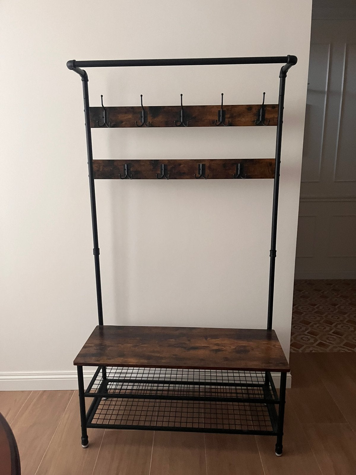 Kapstok met zitbankje, Huis en Inrichting, Woonaccessoires | Kapstokken, Ophalen, Gebruikt, Staande kapstok, 150 tot 200 cm