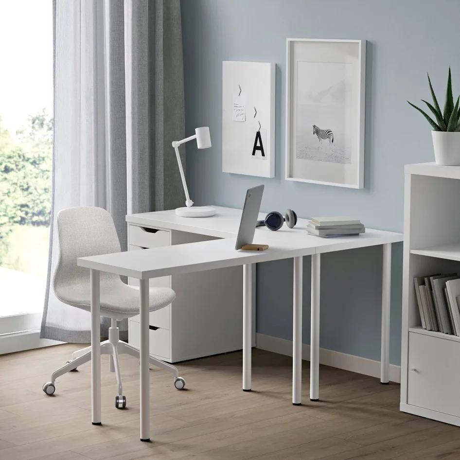 5x Ikea Linmon tafel 150x75 + Adils poten, Ophalen, Zo goed als nieuw, IKEA