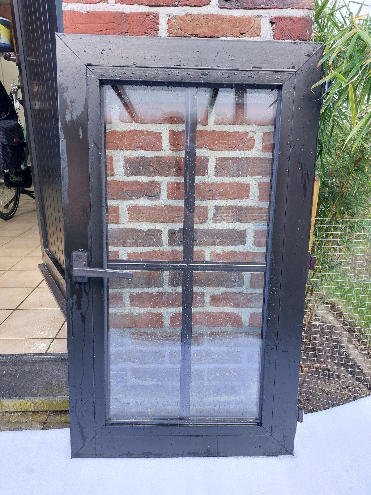 PVC Raam kozijn 185x110 RAL 8022 (zwart bruin), Doe-het-zelf en Bouw, Ophalen, Kunststof, Gebruikt, Raamkozijn