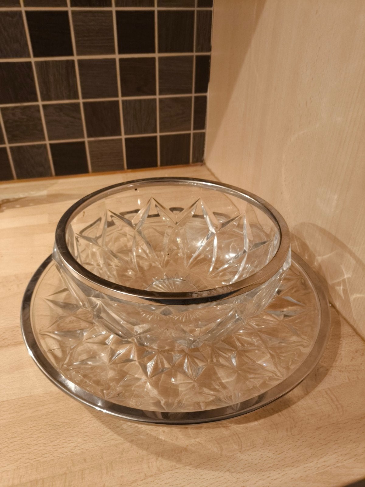 Ensemble Val Saint Lambert en cristal – coupe + grand platea, Enlèvement