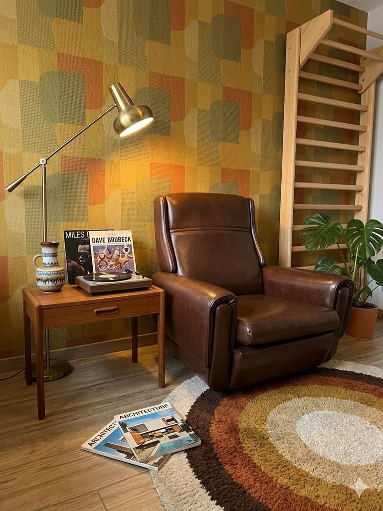 Fauteuil « club » emblématique du milieu du siècle — patine, Maison & Meubles, Fauteuils, Enlèvement, Cuir