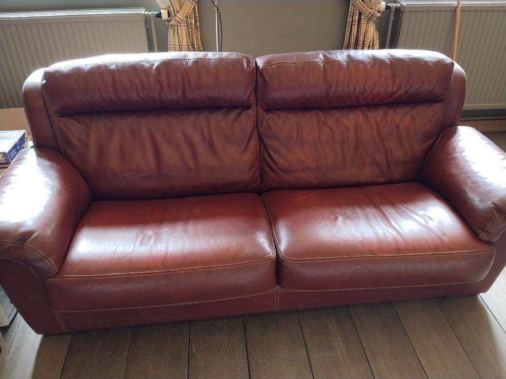 Canapés en cuir (buffle), 200 à 250 cm, Banc droit, Comme neuf, Enlèvement