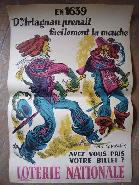 Vintage affiche Franse Loterij uit 1958, Verzamelen, Ophalen of Verzenden