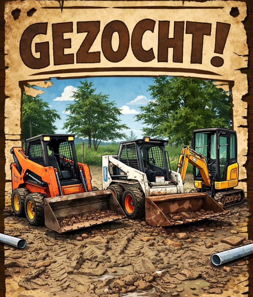 !gezocht!Bobcat,schranklader,minigraver,kniklader, Ophalen of Verzenden