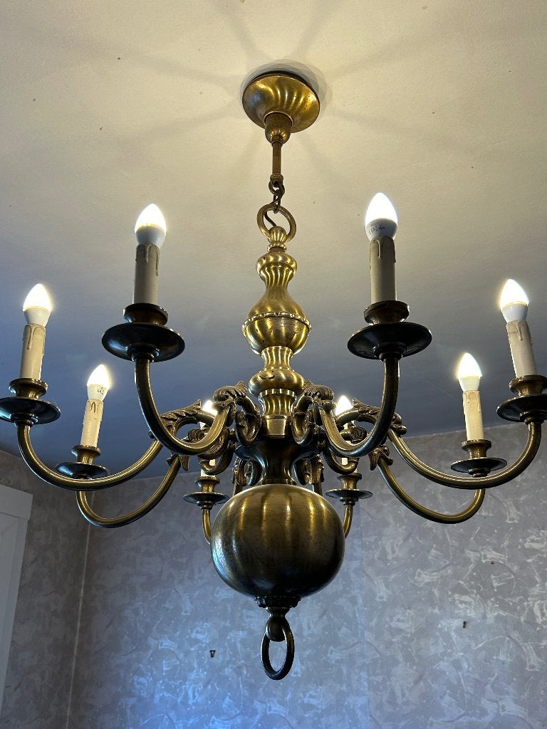 Glans, Huis en Inrichting, Lampen | Kroonluchters, Ophalen, E27 (groot), Zo goed als nieuw, Metaal