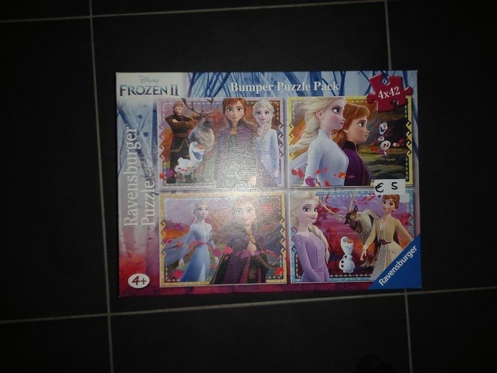 Puzzel 4 in 1 Frozen, Ophalen, 10 tot 50 stukjes, Zo goed als nieuw, 4 tot 6 jaar