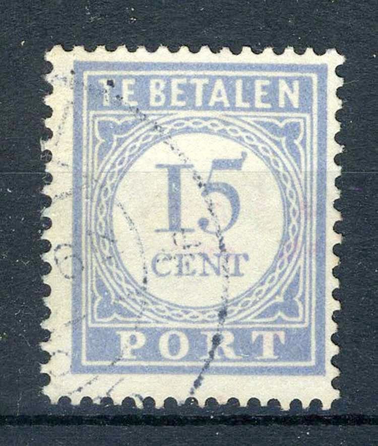PAYS-BAS P57 timbré 1912-1920 - Chiffre et valeur bleus, Envoi, Jusqu'à 1940, Affranchi