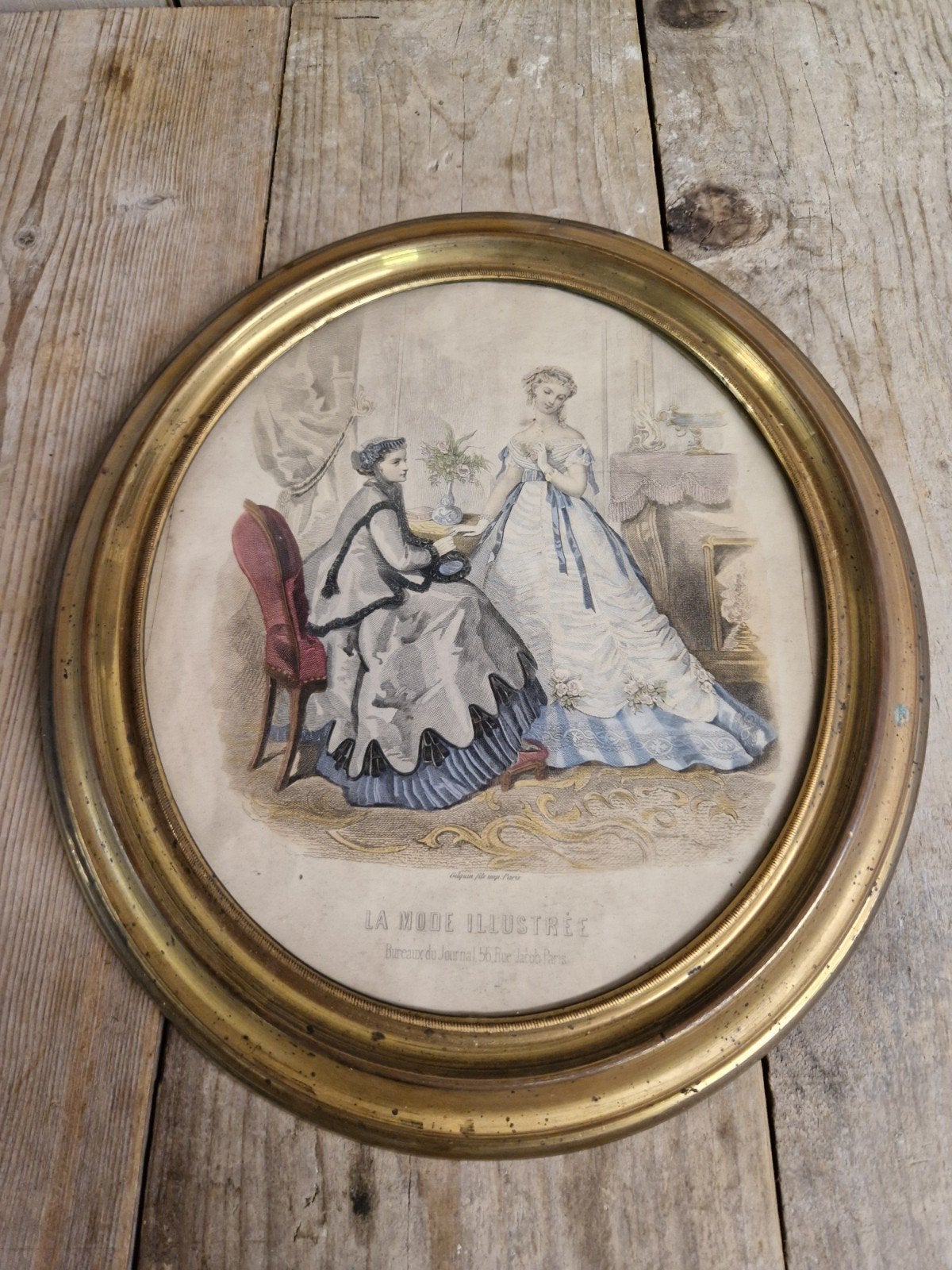 Ovaal koperen kader...., Antiek en Kunst, Ophalen of Verzenden