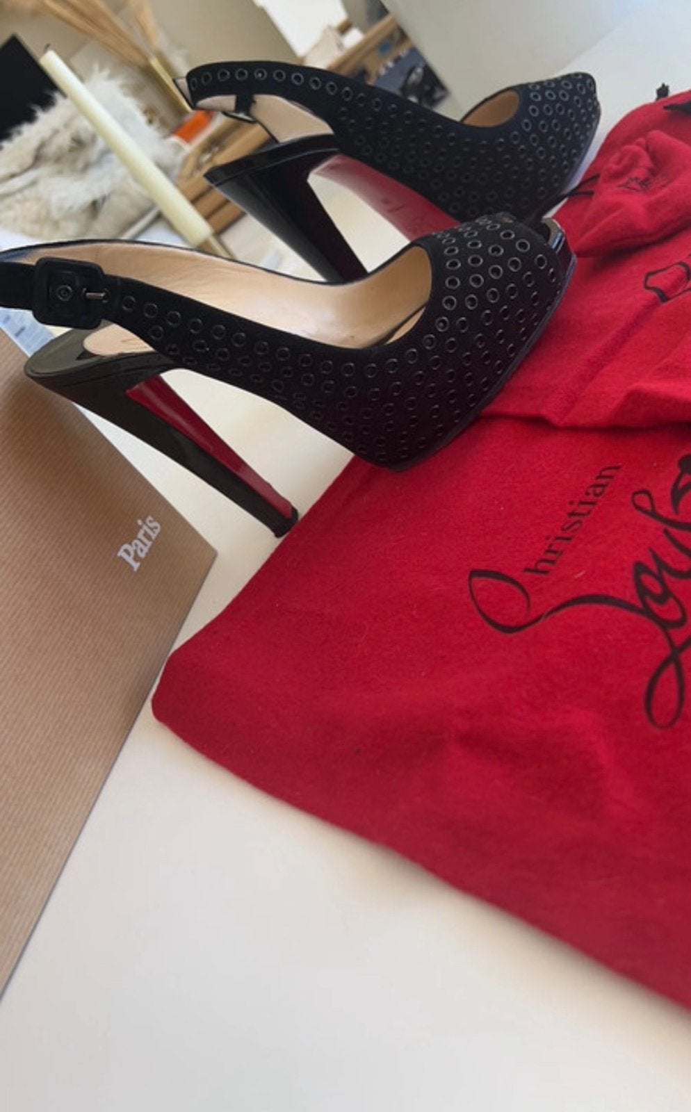 Christian Louboutin talons escarpins Aicha 120 suede 39, Enlèvement ou Envoi, Escarpins, Comme neuf, Noir