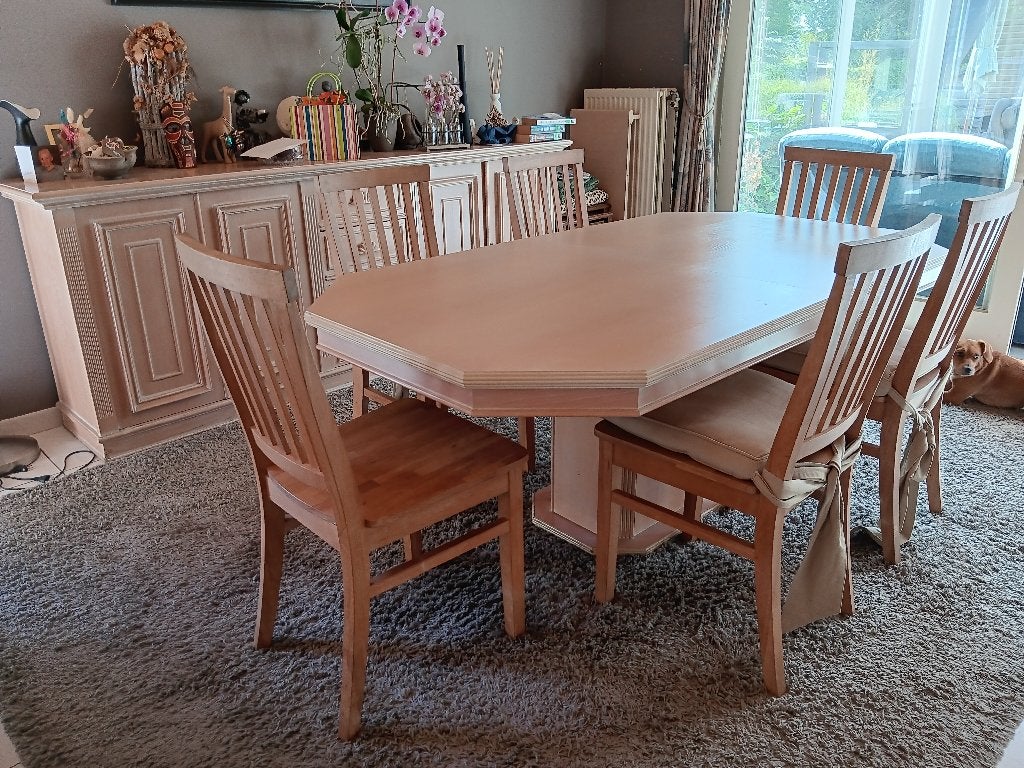 Tafel  met 6 stoelen, Ophalen, Overige materialen, Gebruikt, 50 tot 100 cm
