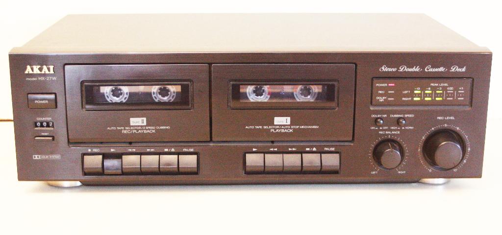Akai HX-27W Double Cassettedeck / Two Speed Dubbing, Audio, Tv en Foto, Cassettedecks, Dubbel, Akai, High speed dubbing, Tape counter