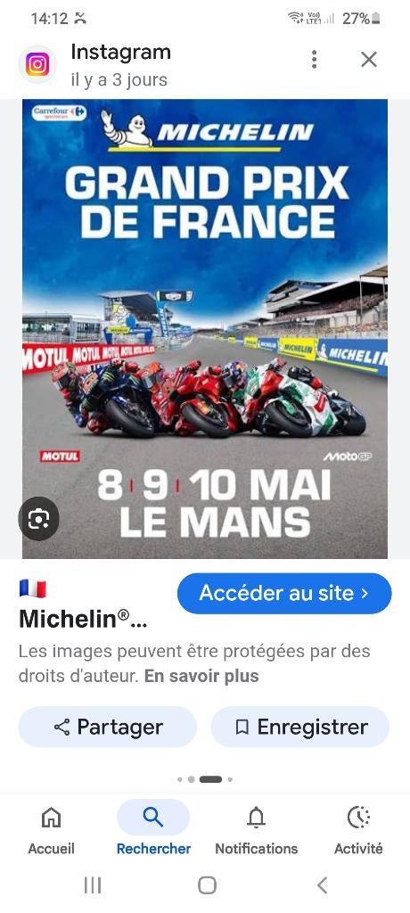 Ticket moto gp le Mans 2026, Enlèvement ou Envoi