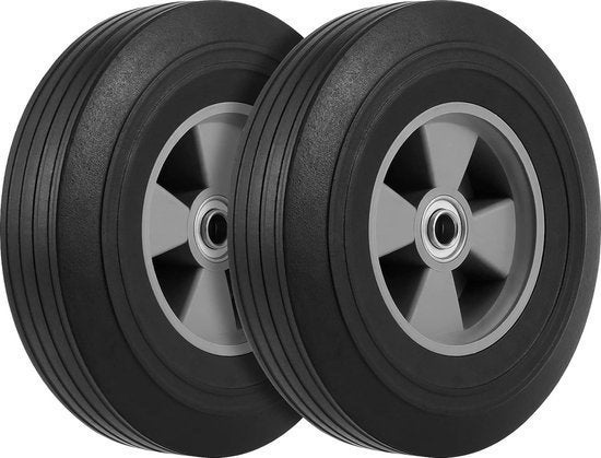 2 massieve rubberen wielen 205 mm, asgat 5/8 inch, Doe-het-zelf en Bouw, Ophalen, Nieuw, Overige typen