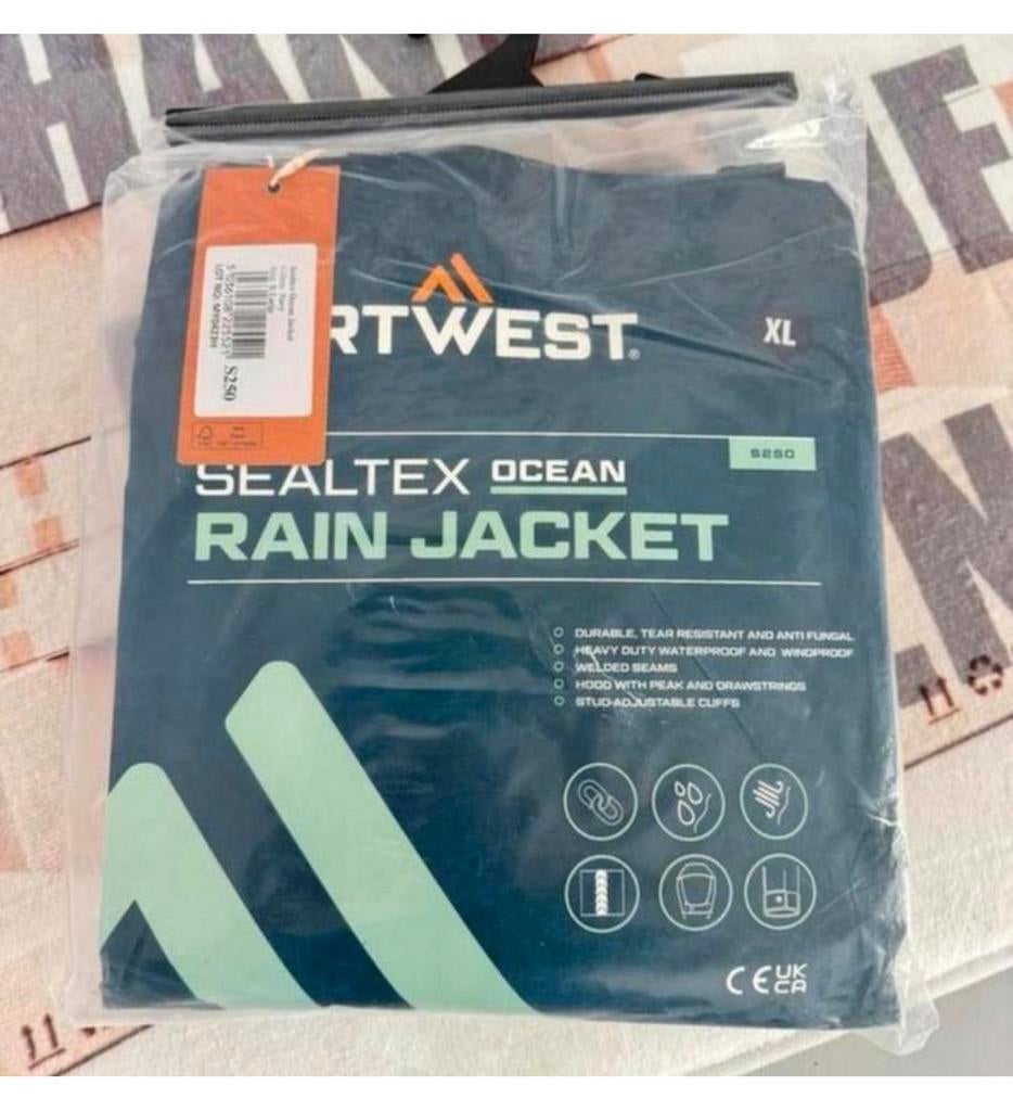 Portwest Sealtex ocean jack S250 Navy zeiljack regen jas XL, Ophalen of Verzenden, Nieuw, Zeiljack