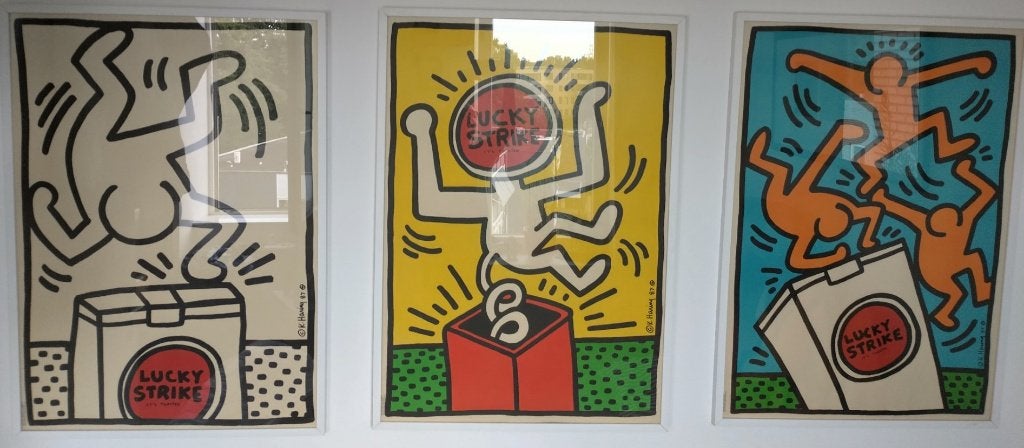 Keith Haring - Lucky Strike complete set van 3 zeefdrukken, Antiek en Kunst, Kunst | Litho's en Zeefdrukken, Personages en Fantasiefiguren