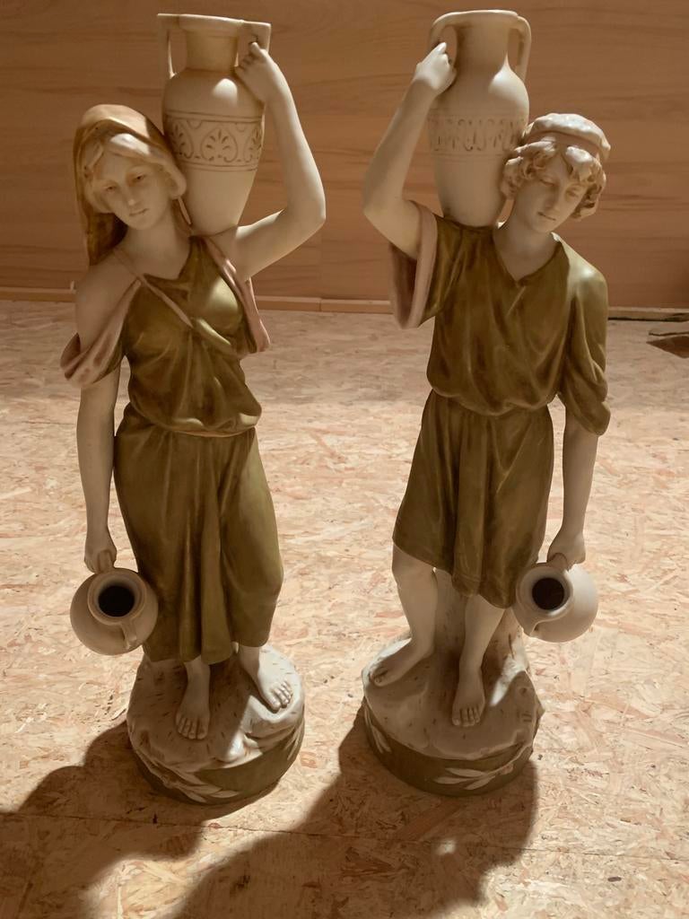 Koppel Royal Dux “ water carriers “ 1860, Antiek en Kunst, Ophalen, Groep mensen, Beeld, Europa