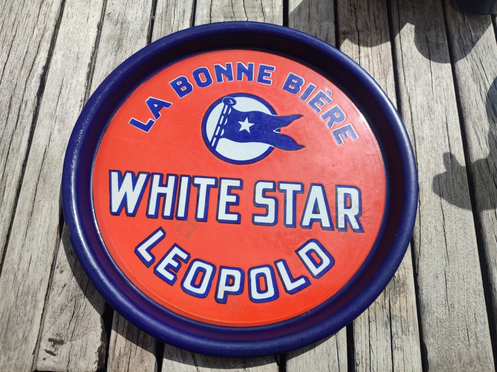 Emaille Leopold White Star Dienblad Bier, Verzamelen, Merken en Reclamevoorwerpen, Ophalen