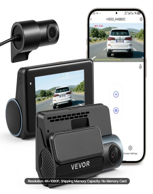 Dashcam Double Objectif VEVOR – Avant 4K + Arrière 1080P, Enlèvement, Neuf
