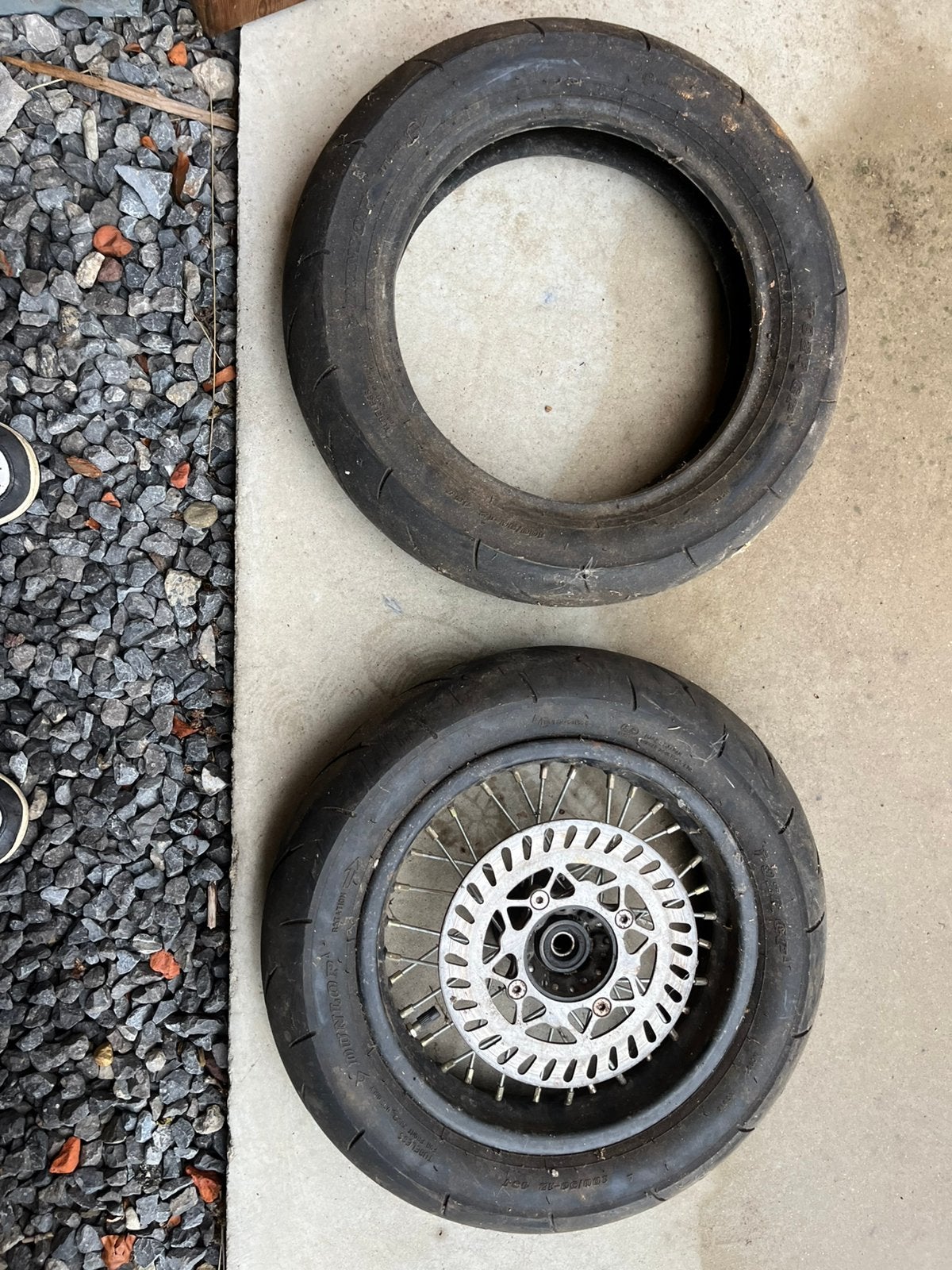 Pitbike banden + voorvelg 12 inch, Fietsen en Brommers, Ophalen, Gebruikt, Schijfrem, Pitbike