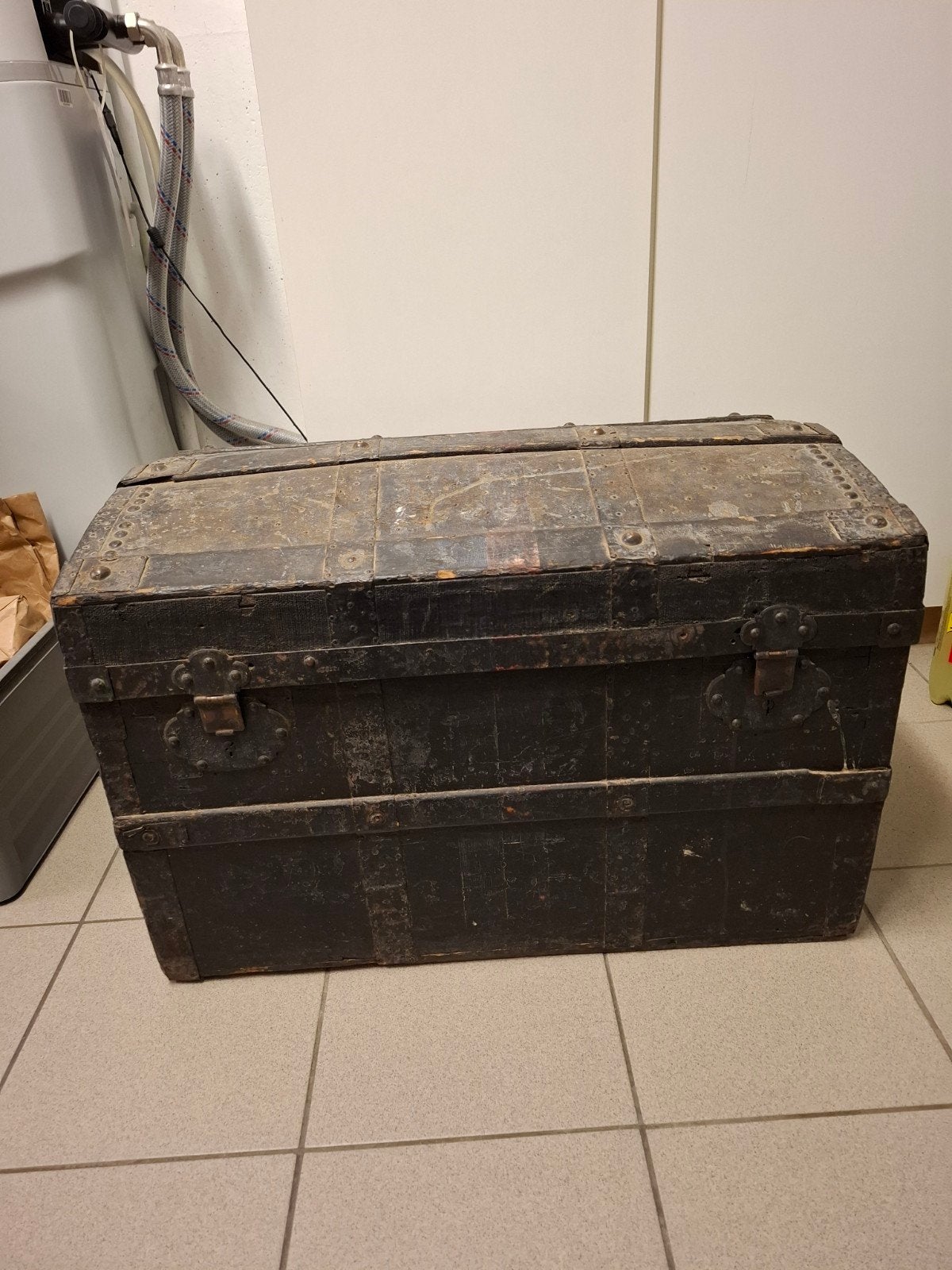 Prachtige Antieke Koffer / Kist - Stoer & Industrieel, 50 à 100 cm, Enlèvement, Utilisé, Moins de 50 cm