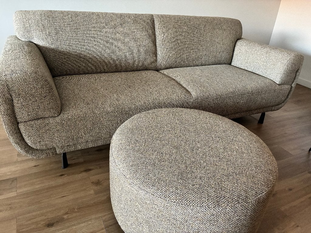 zetel+poef, Maison & Meubles, Canapés | Salons, 200 à 250 cm, Banc droit, Comme neuf, Enlèvement