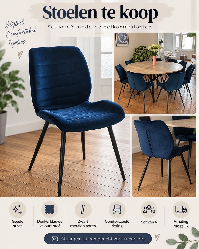 Set stoelen Bronx 71, Huis en Inrichting, Ophalen, Blauw, Zo goed als nieuw, Vijf, Zes of meer stoelen