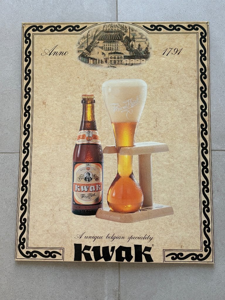Pauwel Kwak bier reclamebord karton Bosteels – 37 x 46,5 cm, Enlèvement ou Envoi, Utilisé, Panneau, Plaque ou Plaquette publicitaire