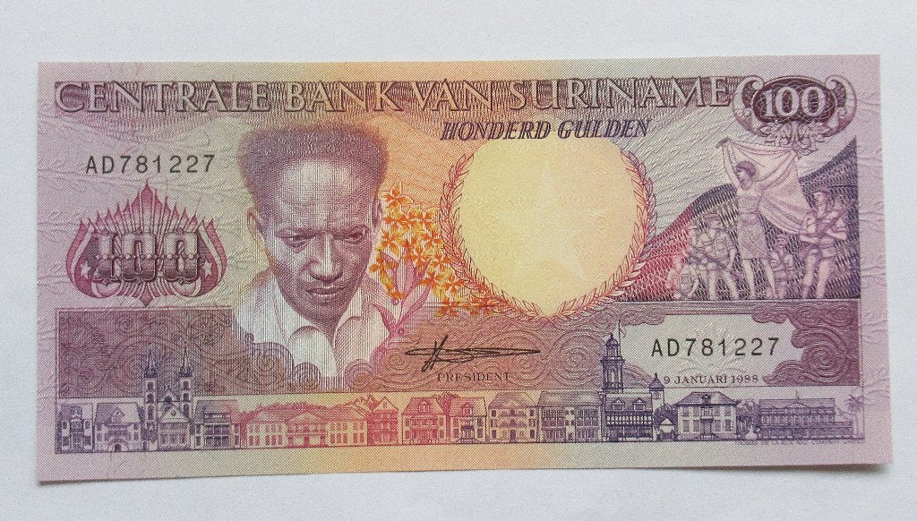 Suriname 100 Gulden 1988, Timbres & Monnaies, Billets de banque | Amérique, Envoi, Amérique du Sud