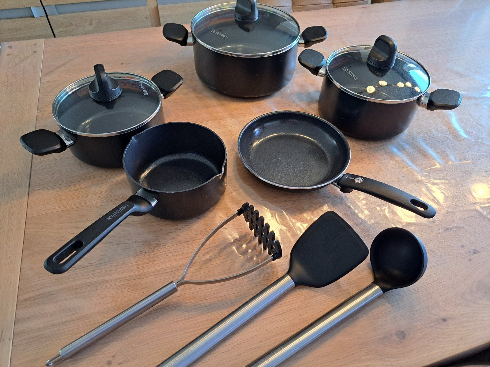 Greenpan pannenset Memphis, Ophalen, Zo goed als nieuw, Pannenset, Keramische plaat