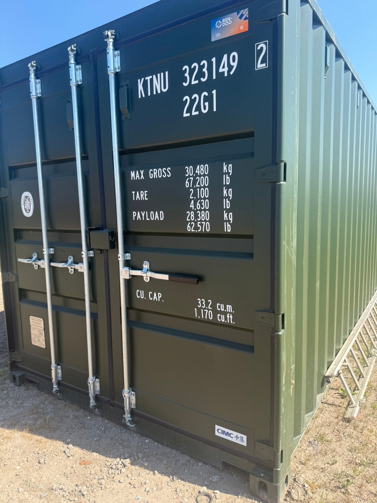 20ft containers nieuw, Enlèvement